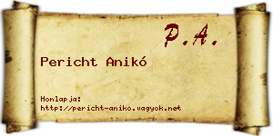 Pericht Anikó névjegykártya